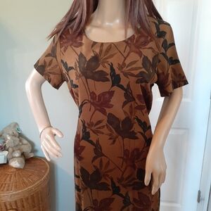 Victoria Holley Vintage Earthy Colors Maxi Dress Full Zip Back Slit Sz 8